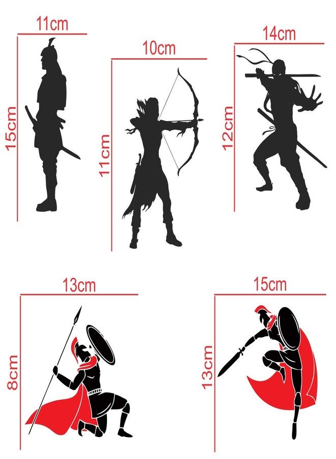 Decopix 'Warrior - Ninja - War - Decorative Wall Sticker Combo Pack for Switch Panel Board, Laptop, Fridge.' - Sm4064 (PVC Vinyl - Set of 5) - Image 2